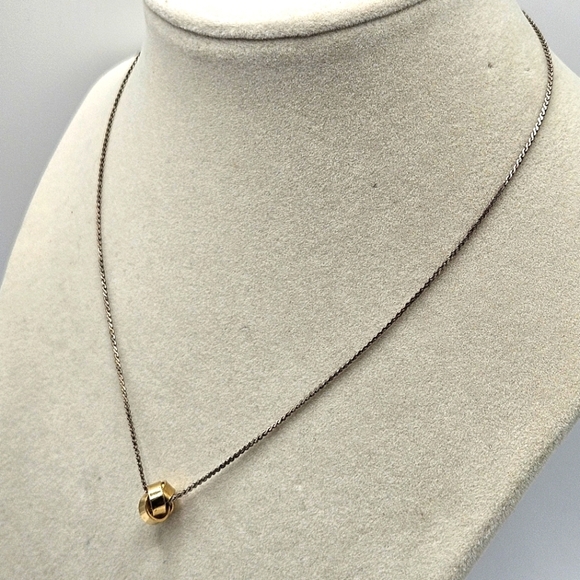 VINTAGE Two Tone Endless Knot Pendant Dainty Necklace Love Knot - Picture 4 of 5